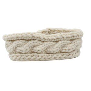 Handmade Knit White Merino Wool Sunny Cable Knit Ear Warmer Headband